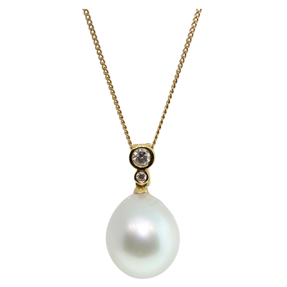 18CT YELLOW GOLD SOUTH SEA PEARL DIAMONDS