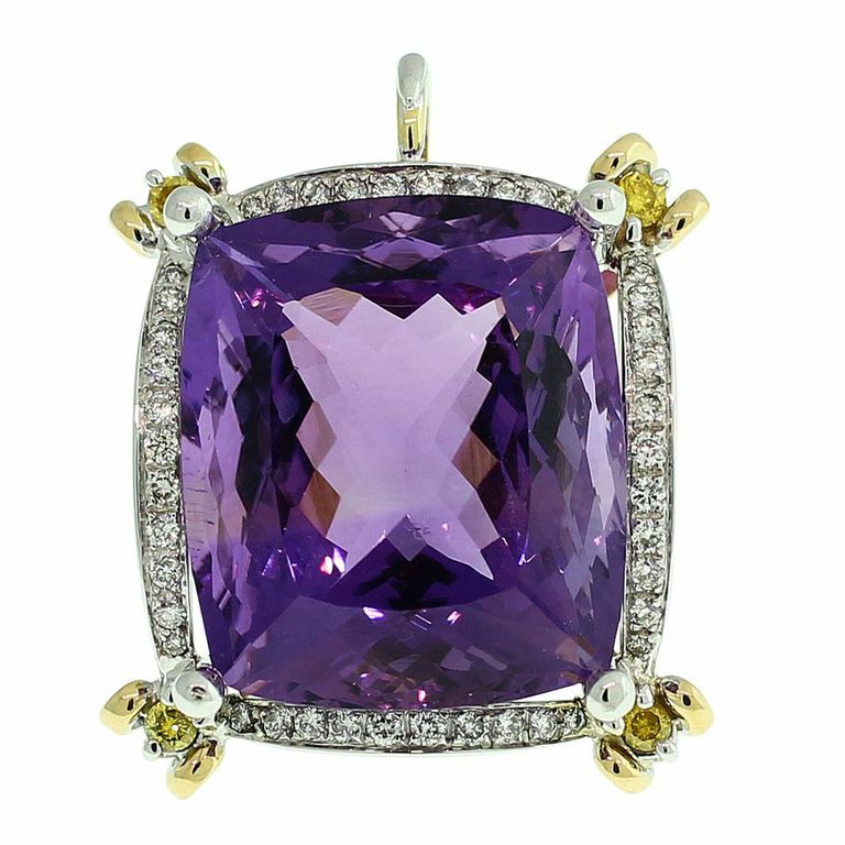 18CT GOLD HANDMADE 38.08CT AMETHYST & DIAMOND