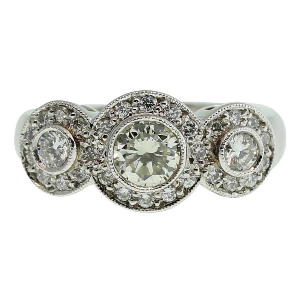 18CT WHITE GOLD HANDMADE DIAMOND RING