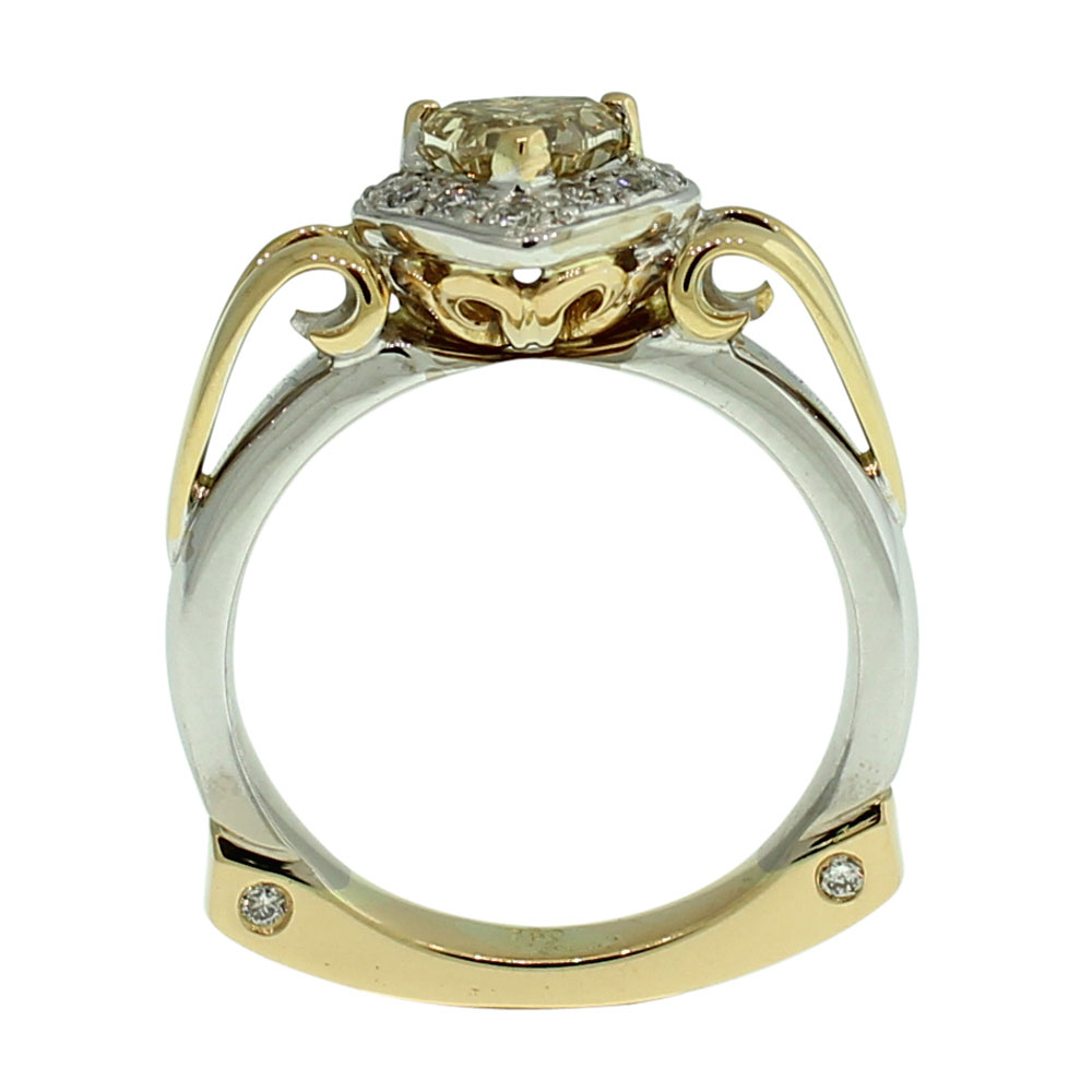 18CT GOLD HANDMADE FANCY YELLOW DIAMOND DRESS RING