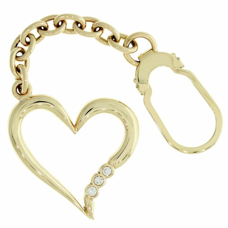 9CT YELLOW GOLD HANDMADE DIAMOND SET KEYRING