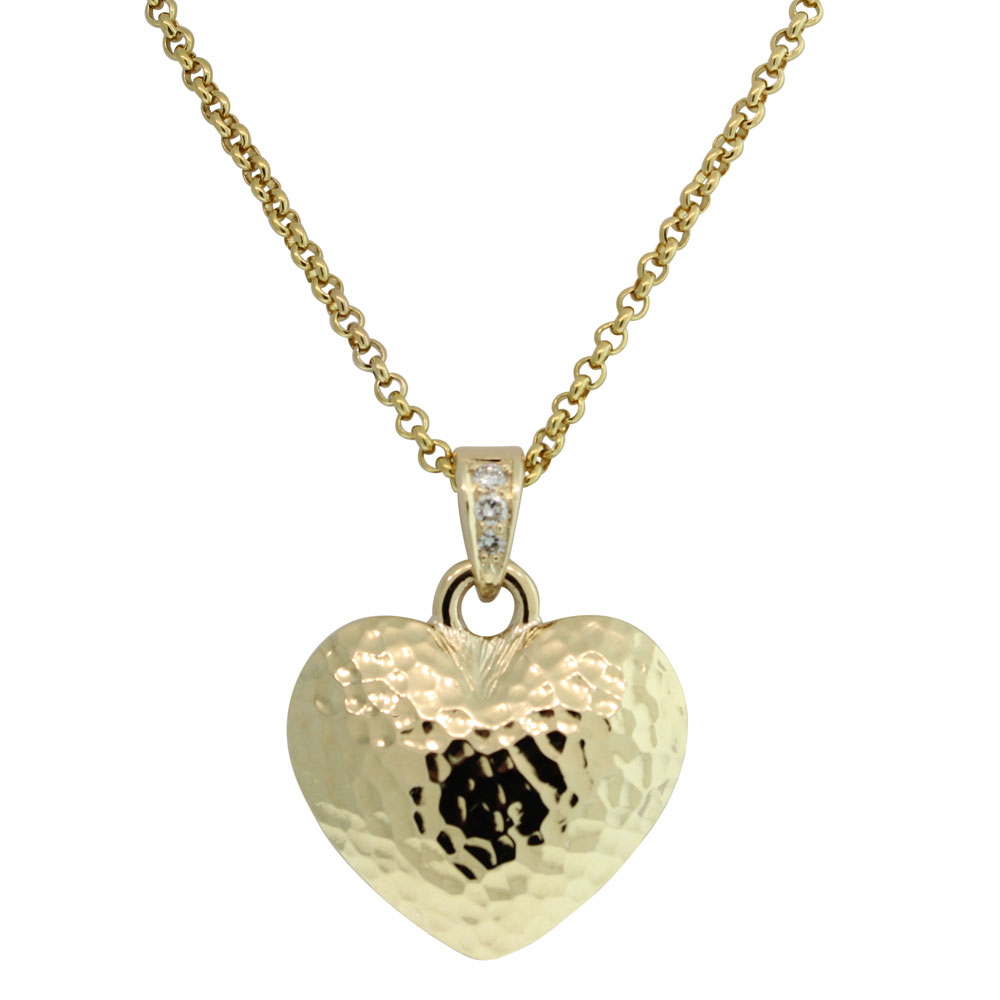 9CT YELLOW GOLD SOLID HANDMADE DIAMOND HEART