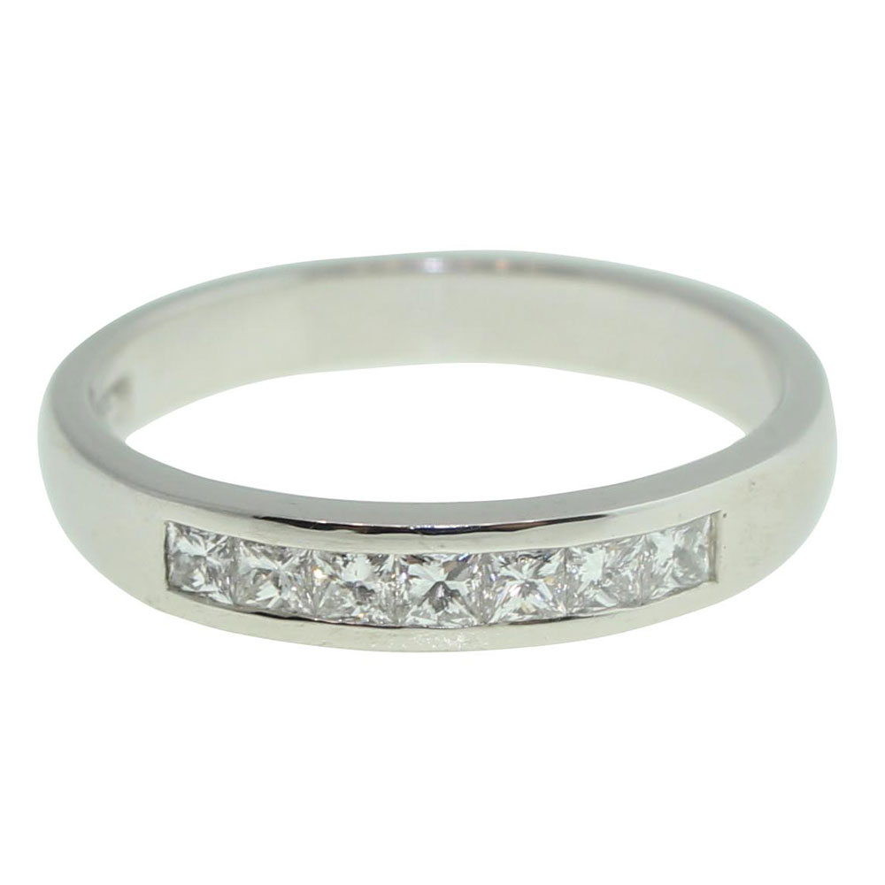 18CT WHITE GOLD HANDMADE PRINCESS CUT CHANNEL SET 0.43CT DIAMOND RING