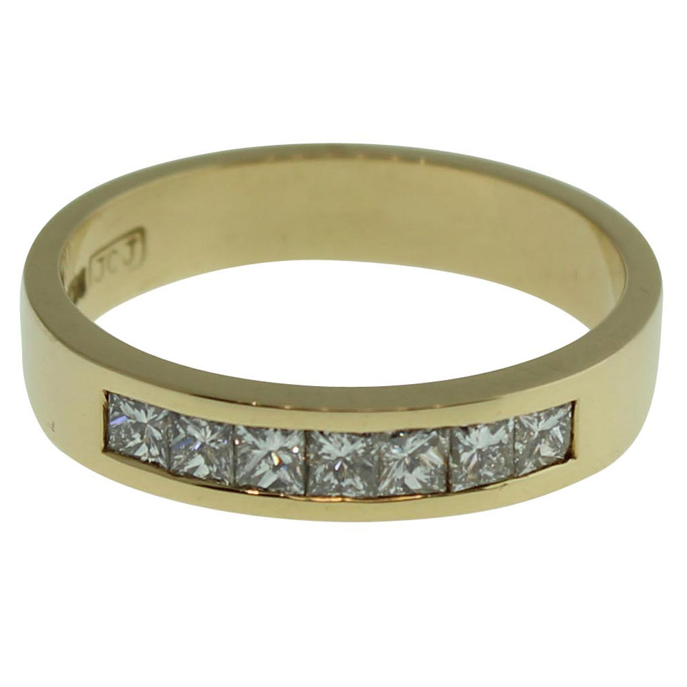 18CT YELLOW GOLD, HANDMADE PRINCESS CUT 0.50CT DIAMOND RING