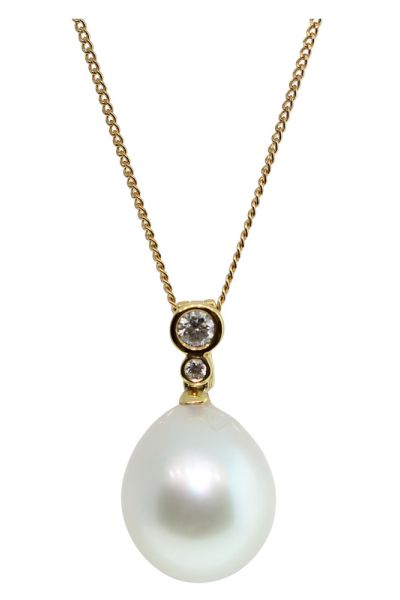 18CT YELLOW GOLD SOUTH SEA PEARL DIAMONDS