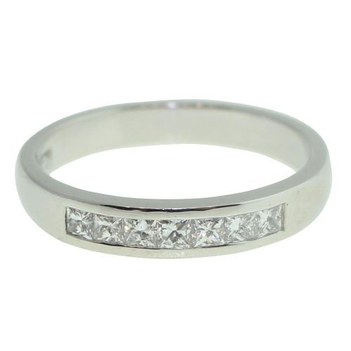 18CT WHITE GOLD HANDMADE PRINCESS CUT CHANNEL SET 0.43CT DIAMOND RING